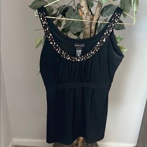 New York & Company Black Tank Top with Embellishments